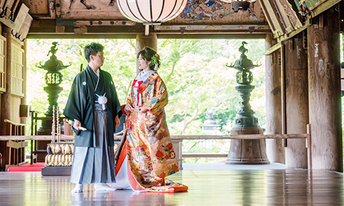 長谷寺での婚礼の写真